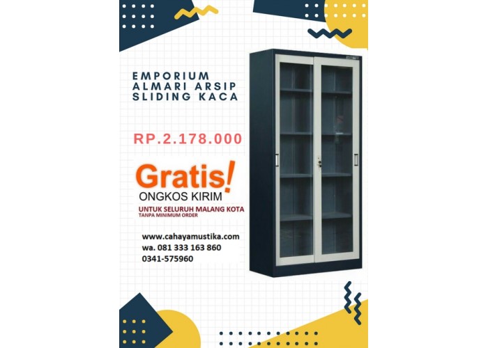 jual lemari arsip sliding kaca di malang